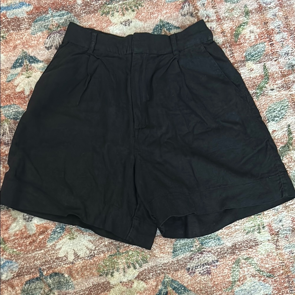Abercrombie High Waisted, Linen Blend Tailored Shorts, s